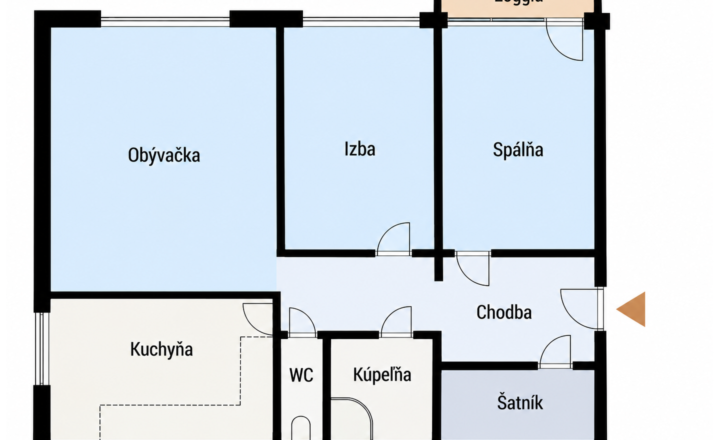 Priestranný 3,5-izbový byt so šatníkom a balkónom - fotografia 12